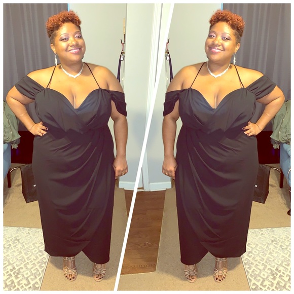 City Chic Dresses & Skirts - Black Plunging V-Neck Cocktail Dress w/Tulip Hem